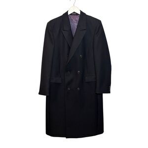 Vintage double breasted navy long wool Teller Coat - 42